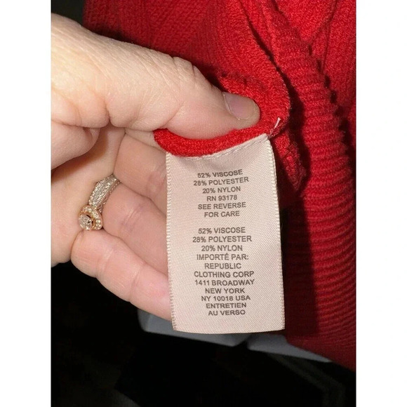 NEW Philosophy Womens Sweater Plus Size XS RED Viscose Blend Chunky Knit Crew - Picture 7 of 10